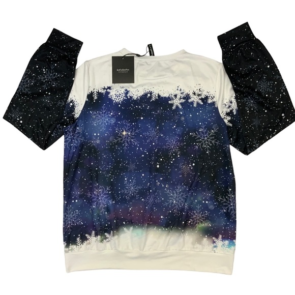 Christmas 3D Print Long Sleeve Sweatshirt Tee Top Cosmic Starry Night Women Med - Picture 4 of 16